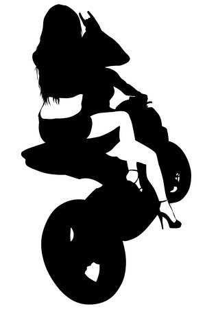 Beauty women and motorcyclist on white backgroundのイラスト素材