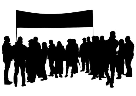 People of with large flag on white backgroundのイラスト素材