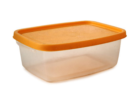Plastic food containers on a white background
