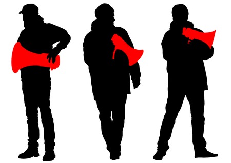 Man with a megaphone on white backgroundのイラスト素材