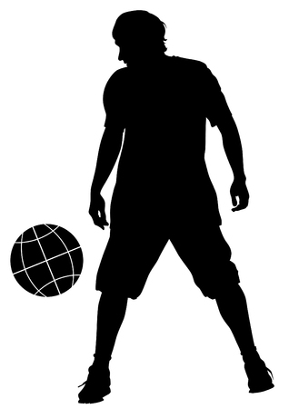 Silhouette man with ball on white backgroundのイラスト素材