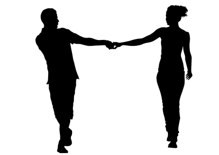 Couple of young guy and girl on white backgroundのイラスト素材