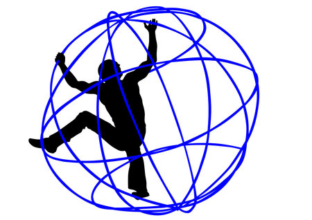 Silhouette of a man gymnast on a white backgroundのイラスト素材