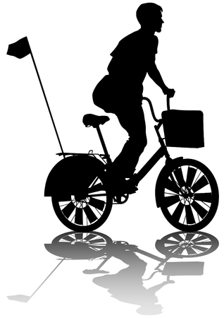 Sport man whit bike on white backgroundのイラスト素材