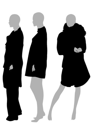 Women mannequins in fashionable clothes on a white backgroundのイラスト素材