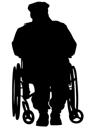 Silhouettes man in wheelchair on white backgroundのイラスト素材