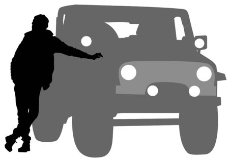 Man at door of car on a white backgroundのイラスト素材