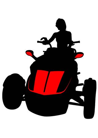 Silhouettes athletes on quad on white backgroundのイラスト素材