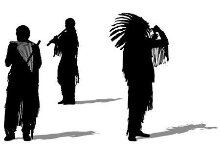 Silhouettes of Indian musical instruments on a white backgroundのイラスト素材