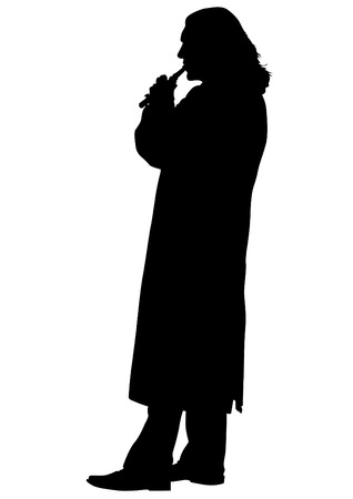 Flutist musician silhouette on a white backgroundのイラスト素材