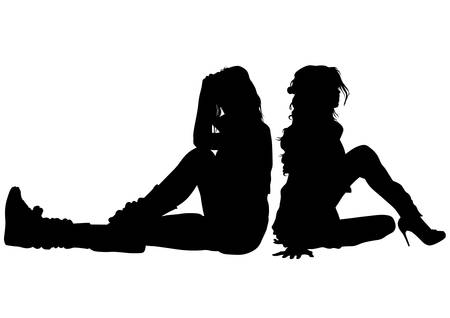 Young girls in dress on white backgroundのイラスト素材