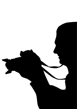 Man with a camera on white backgroundのイラスト素材