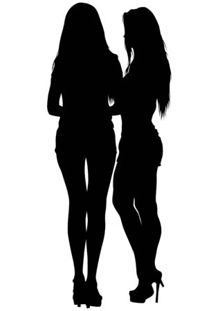 Young girls in dress on white backgroundのイラスト素材