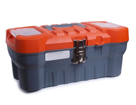 Plastic toolbox on white backgroundの写真素材