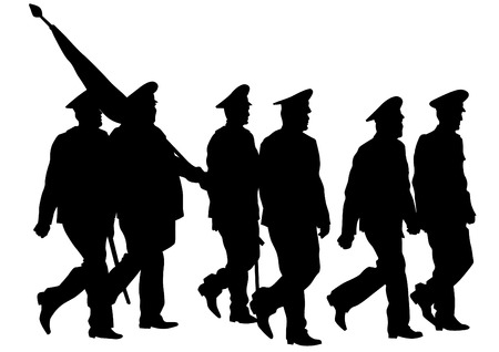 Soldier in uniform with flag on white backgroundのイラスト素材