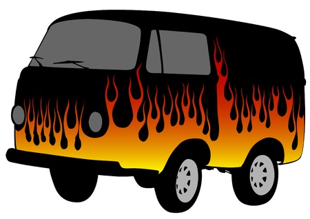 A small bus on white backgroundのイラスト素材