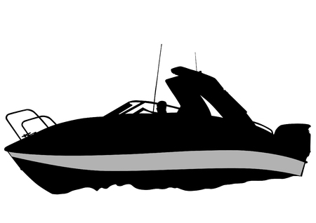 Silhouette of retro ship on white backgroundのイラスト素材