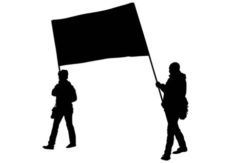 People of with large flags on white backgroundのイラスト素材