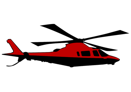 Silhouette of a large helicopter on a white backgroundのイラスト素材
