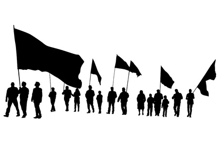Group of people with flags on white backgroundのイラスト素材