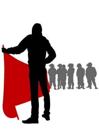 Group of people with flags on white backgroundのイラスト素材