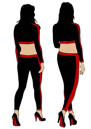 Young girls in dress on white backgroundのイラスト素材