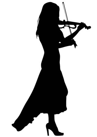 Girl with violin on a white backgroundのイラスト素材