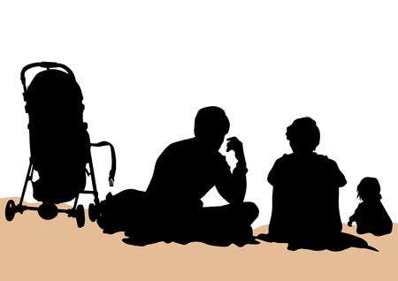 Families people with little child on white backgroundのイラスト素材