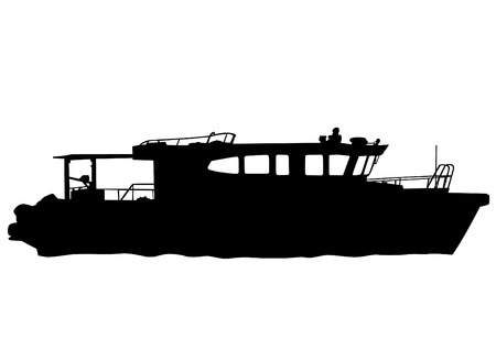 Silhouette of retro ship on white backgroundのイラスト素材