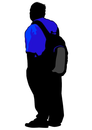 Tourist with a backpack on a white backgroundのイラスト素材