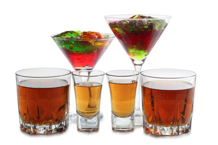 Cocktail in a glass on white background