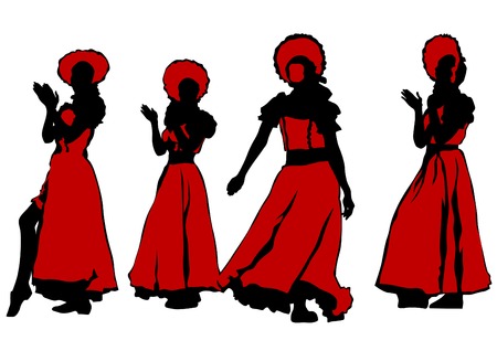 Variety dancers on stage on a white backgroundのイラスト素材