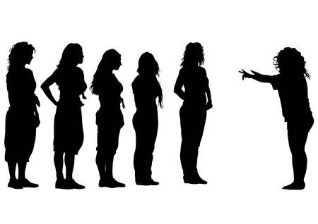 Young women in fitness classes on white backgroundのイラスト素材