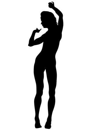 Young woman dancing on a white backgroundのイラスト素材