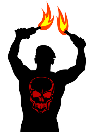 People of anarchia with molotov cocktail on white bacgroundのイラスト素材