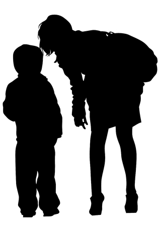 Mother and son on white backgroundのイラスト素材