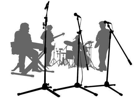 Concert of rock band on a white backgroundのイラスト素材