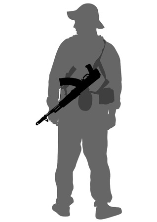 Modern soldiers in uniform on a white backgroundのイラスト素材