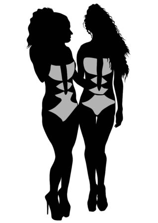 Beautiful girl dancing on a white backgroundのイラスト素材