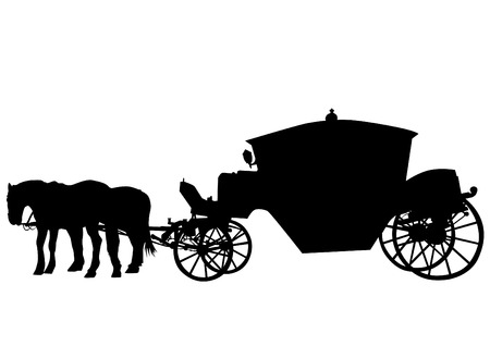 Converted coach with horses on a white backgroundのイラスト素材
