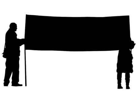 People of with large flags on white backgroundのイラスト素材