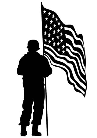 People of with large flags on white backgroundのイラスト素材