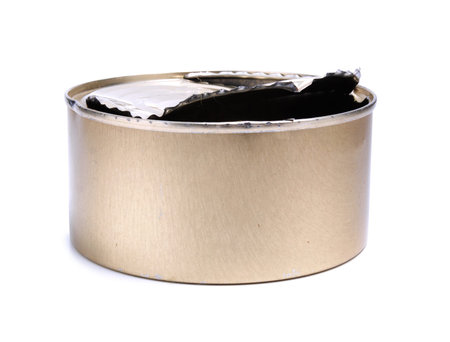 Metal can on a white background