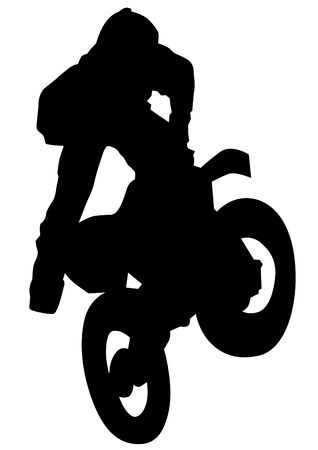 Man on flying bike on white backgroundのイラスト素材