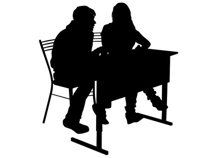 Businessmen at table in office on white backgroundのイラスト素材