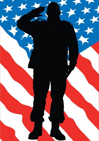 Soldier in uniform with american flagのイラスト素材