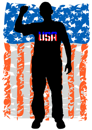 Soldier in uniform with american flagのイラスト素材