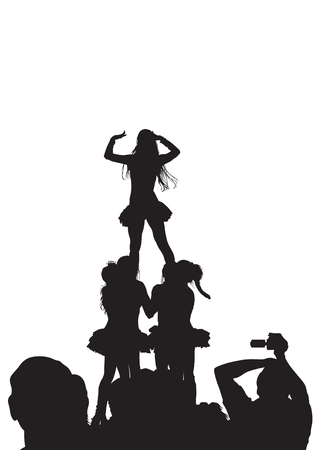 Young women in fitness classes on white backgroundのイラスト素材