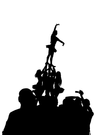 Young women in fitness classes on white backgroundのイラスト素材