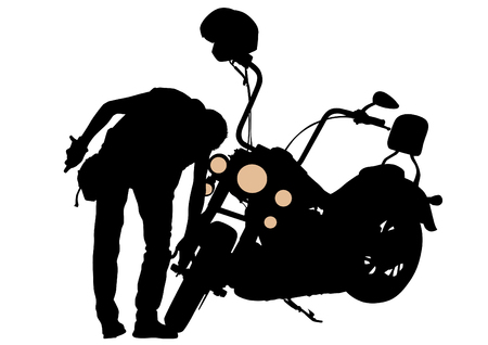 Old big bike on white backgroundのイラスト素材